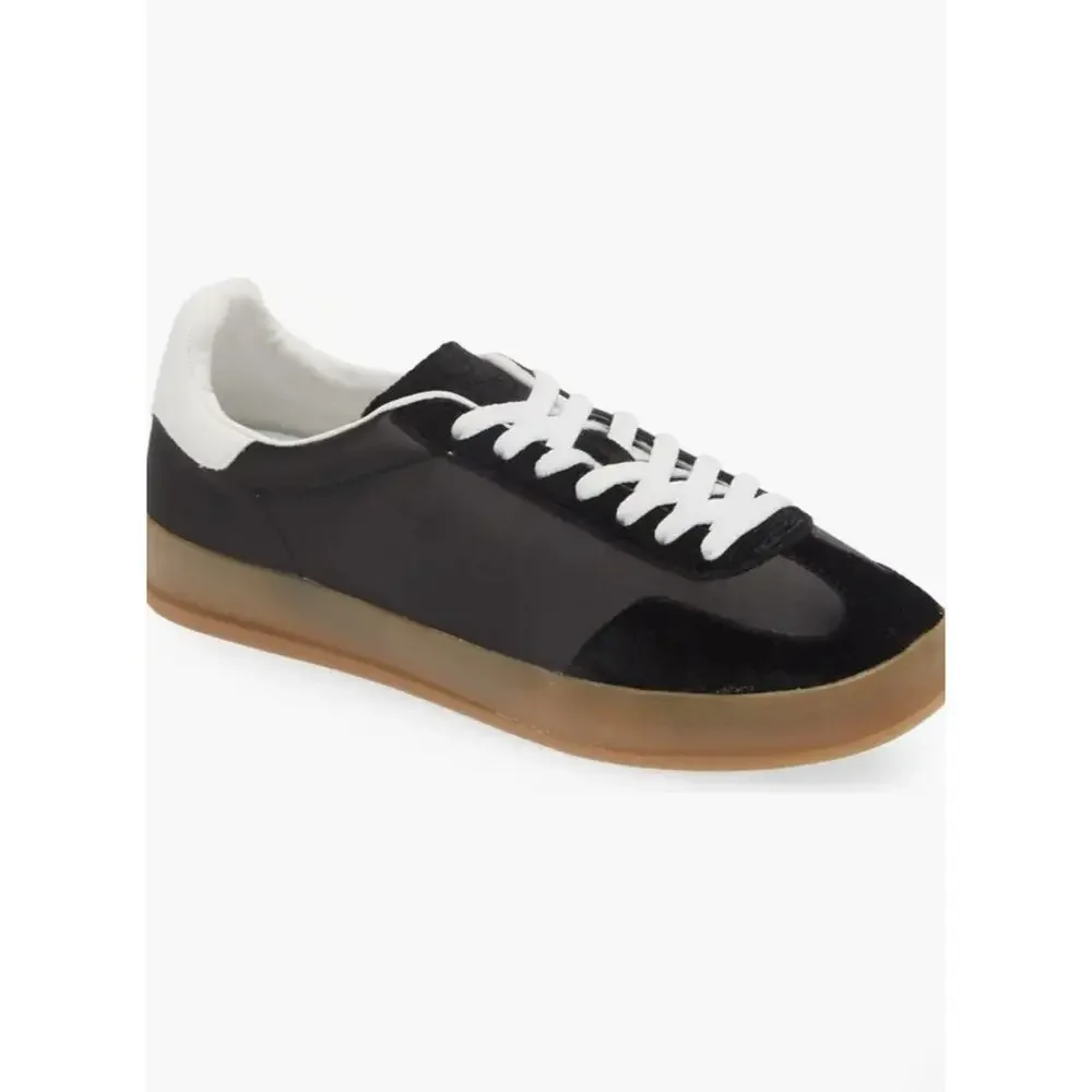 PLAY By JEFFREY CAMPBELL Keys Sz 6 Black Velvet Satin Mix Sporty Casual Shoes